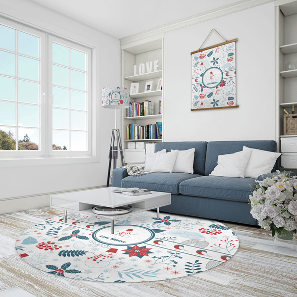 Winter Snowman Round Area Rug - IN CONTEXT