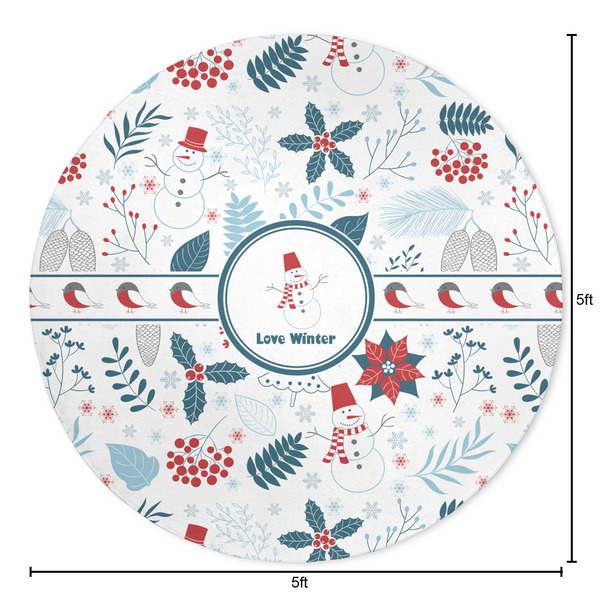 Winter Snowman Round Area Rug - Size