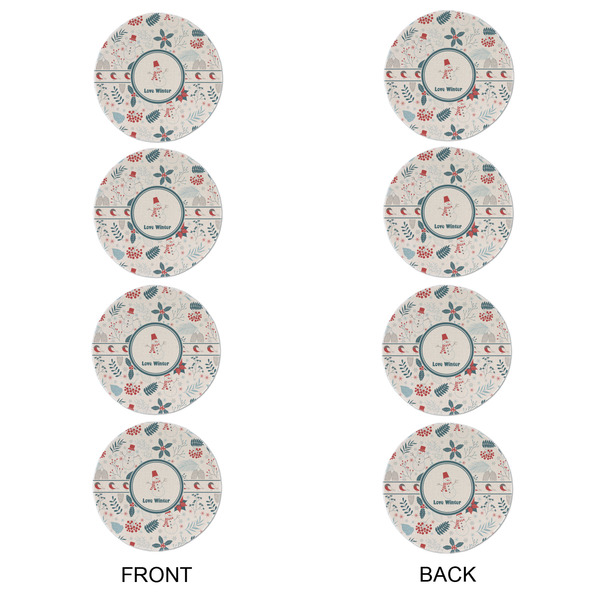 Winter Snowman Round Linen Placemats - APPROVAL Set of 4 (double sided)
