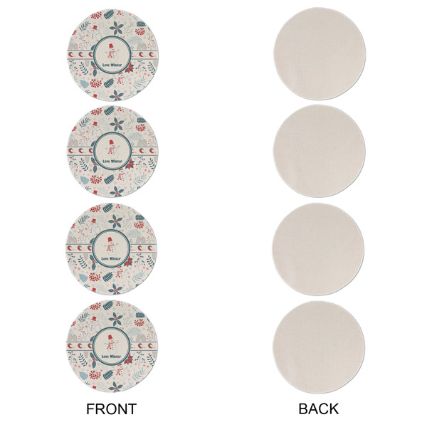Winter Snowman Round Linen Placemats - APPROVAL Set of 4 (single sided)