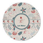 Winter Snowman Round Linen Placemat - Single Sided