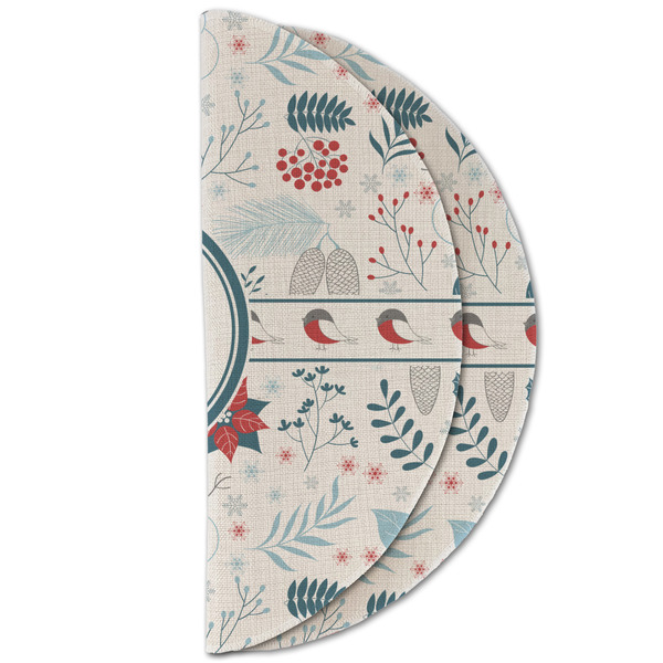 Winter Snowman Round Linen Placemats - HALF FOLDED (double sided)