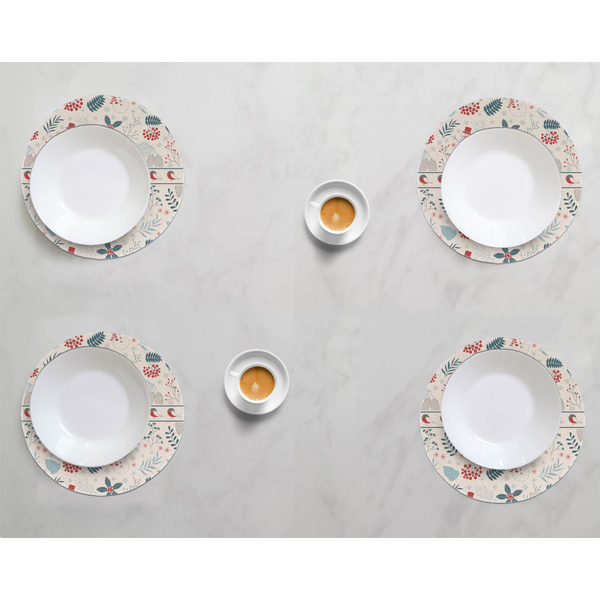 Winter Snowman Round Linen Placemats - LIFESTYLE (set of 4)