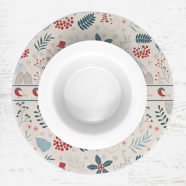 Winter Snowman Round Linen Placemats - LIFESTYLE (single)