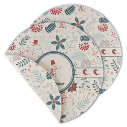 Winter Snowman Round Linen Placemat - Double Sided - Set of 4