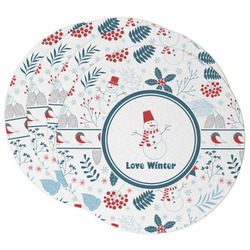 Winter Snowman Round Paper Coasters