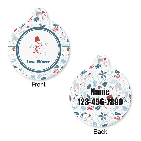 Winter Snowman Round Pet ID Tag - Large - Approval