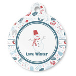 Winter Snowman Round Pet ID Tag - Large