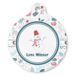 Winter Snowman Round Pet ID Tag
