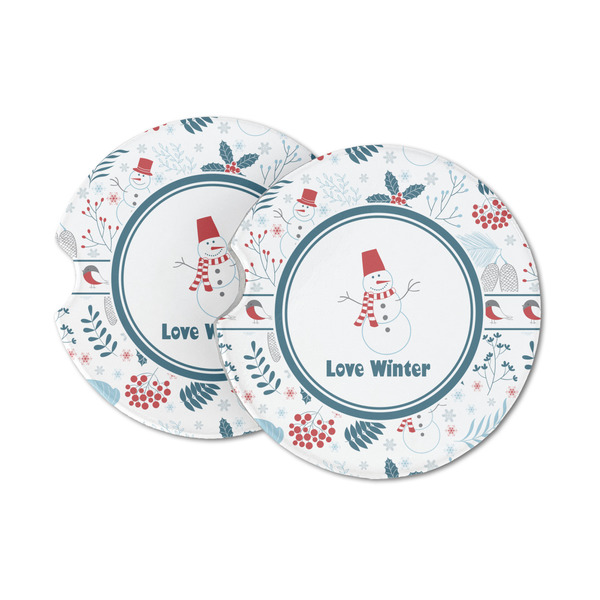 Custom Winter Sandstone Car Coasters - Set of 2 (Personalized)