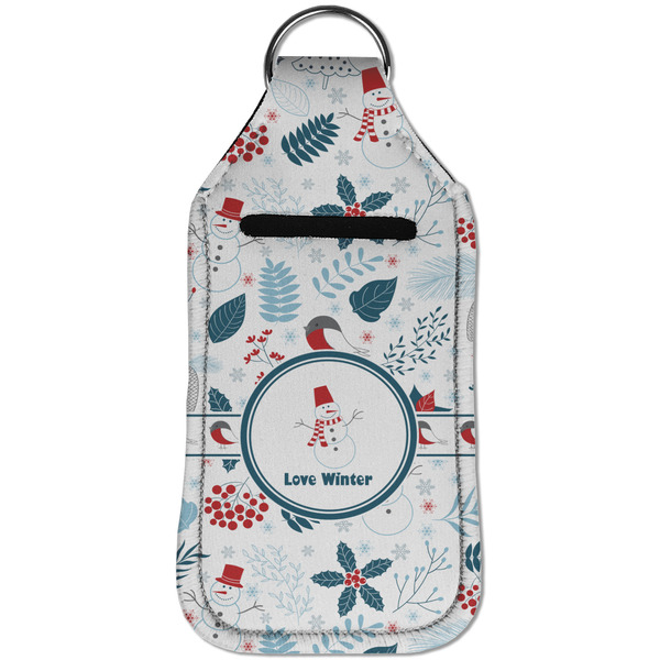 Winter Snowman Sanitizer Holder Keychain - Large (Front)