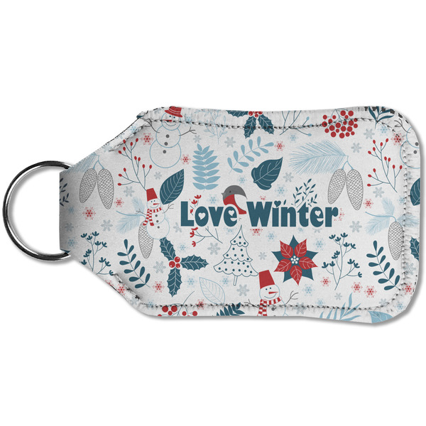 Winter Snowman Sanitizer Holder Keychain - Small (Back)