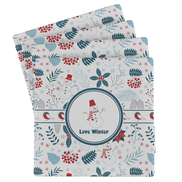 Custom Winter Snowman Absorbent Stone Coasters - Set of 4