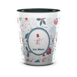 Winter Snowman Ceramic Shot Glass - 1.5 oz - Two Tone - Single