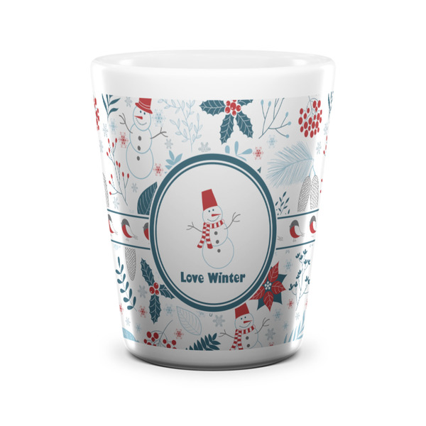 Winter Snowman Shot Glass - White - FRONT