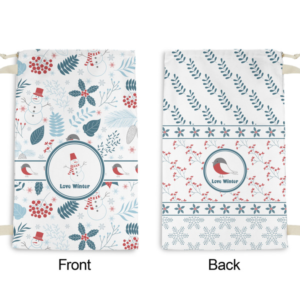 Winter Snowman Small Laundry Bag - Front & Back View