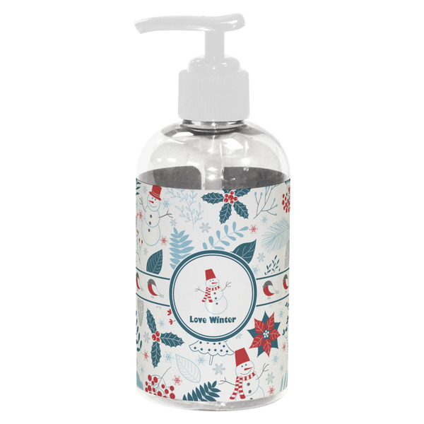 Custom Winter Snowman Plastic Soap / Lotion Dispenser (8 oz - Small - White)