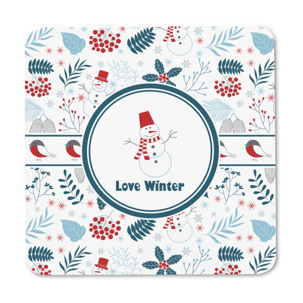 Winter Snowman Square Fridge Magnet - FRONT