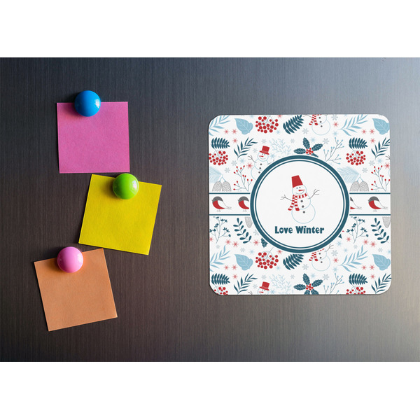 Winter Snowman Square Fridge Magnet - LIFESTYLE
