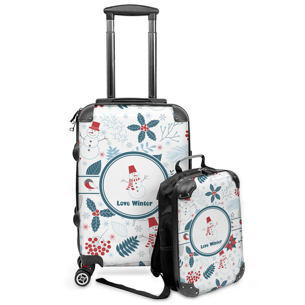 Custom Winter Snowman Kids 2-Piece Luggage Set - Suitcase & Backpack