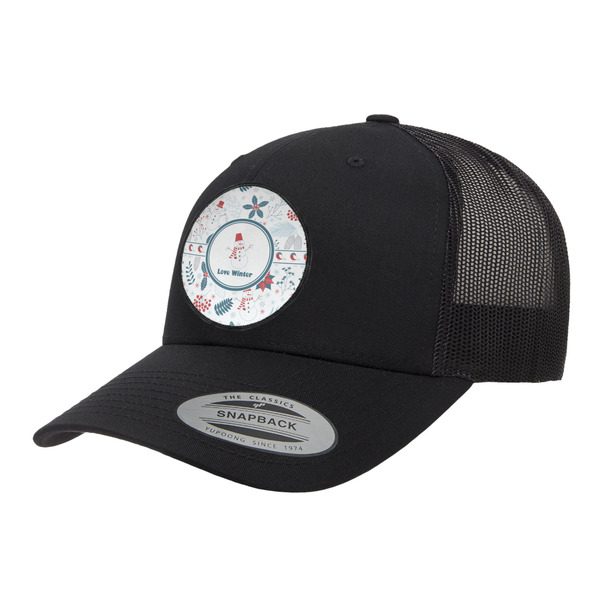 Custom Winter Snowman Trucker Hat - Black