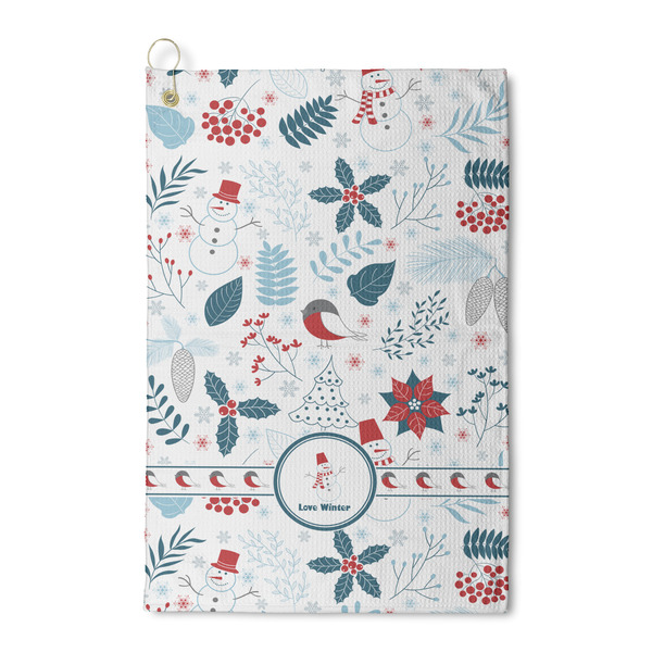 Custom Winter Snowman Waffle Weave Golf Towel