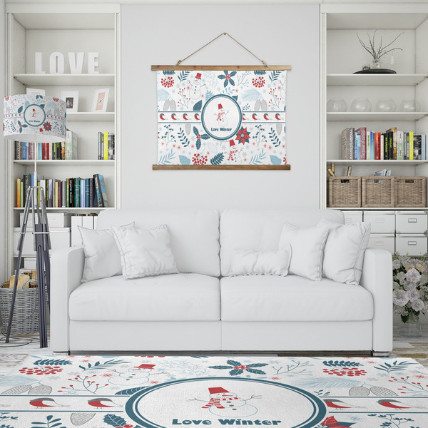 Winter Snowman Wall Hanging Tapestry - IN CONTEXT