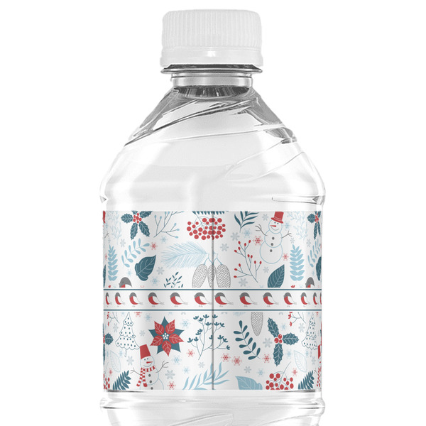 Winter Snowman Water Bottle Label - Back View