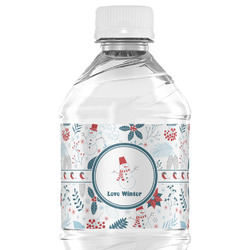 Winter Snowman Water Bottle Labels - Custom Sized