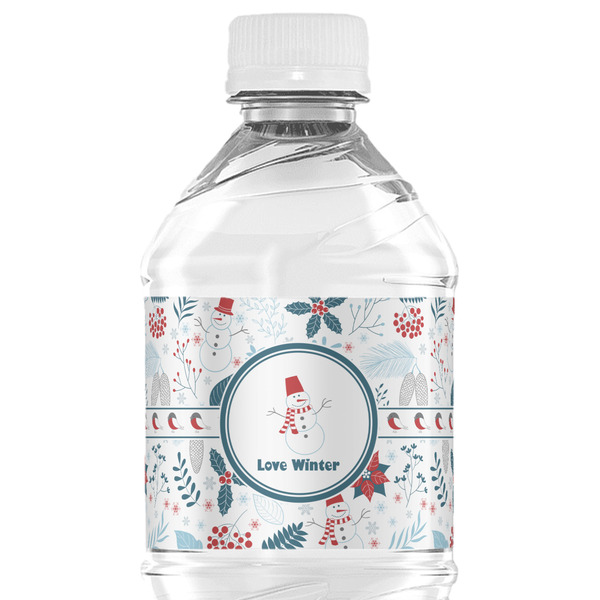 Custom Winter Snowman Water Bottle Labels - Custom Sized