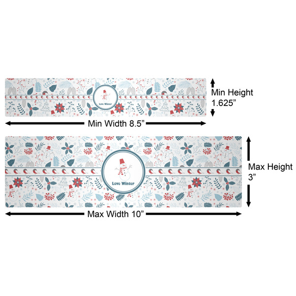 Winter Snowman Water Bottle Labels w/ Dimensions