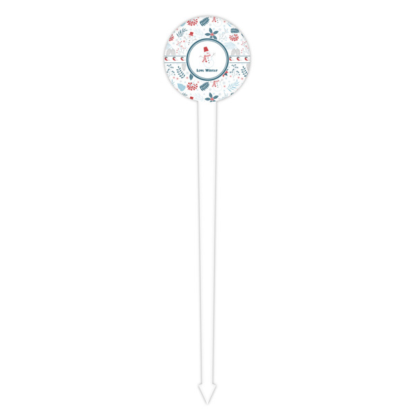 Winter Snowman White Plastic 4" Food Pick - Round - Single Pick