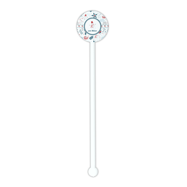 Winter Snowman White Plastic 5.5" Stir Stick - Round - Single Stick