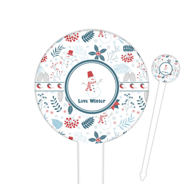 Custom Winter Snowman Round Plastic Food Picks