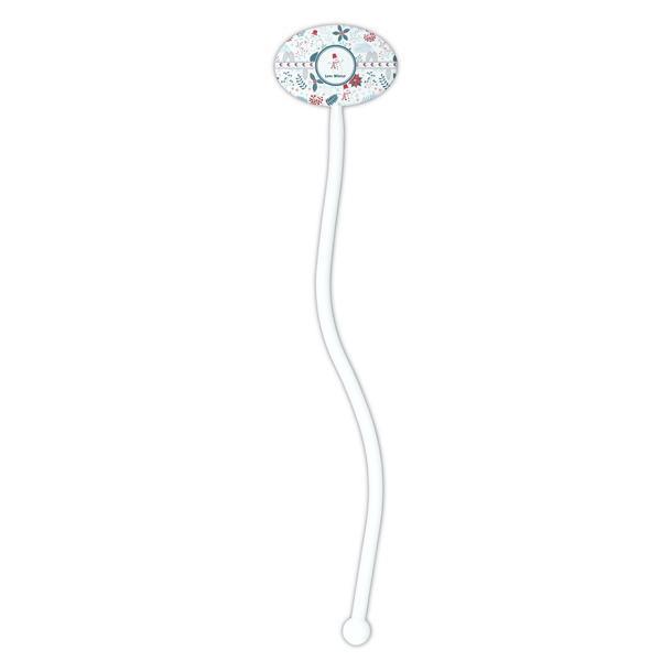 Winter Snowman White Plastic 7" Stir Stick - Oval - Single Stick