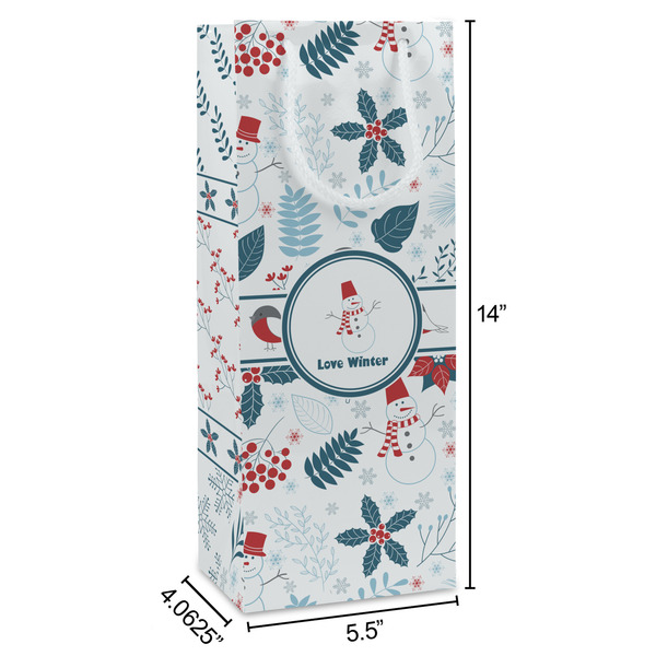 Winter Snowman Wine Gift Bag - Dimensions