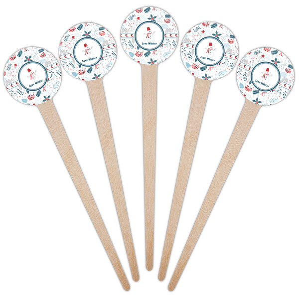 Winter Snowman Wooden 4" Food Pick - Round - Fan View