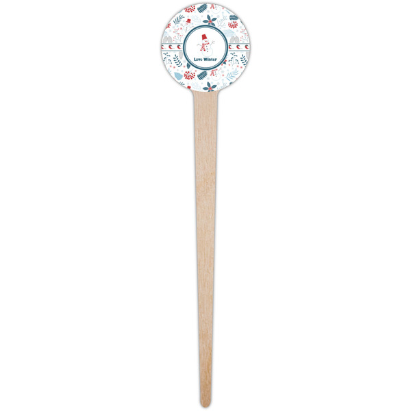 Winter Snowman Wooden 4" Food Pick - Round - Single Pick