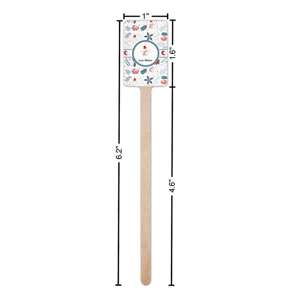 Winter Snowman Wooden 6.25" Stir Stick - Rectangular - Dimensions