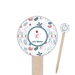 Winter Snowman 6" Round Wooden Food Picks - Single Sided