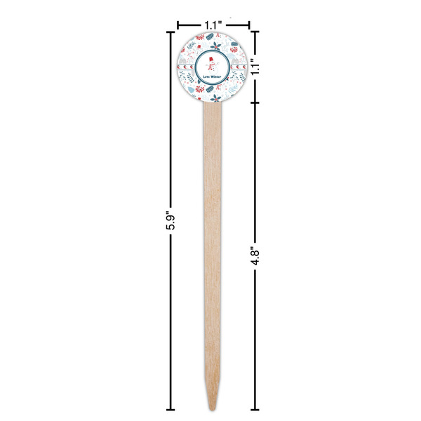 Winter Snowman Wooden 6" Food Pick - Round - Dimensions