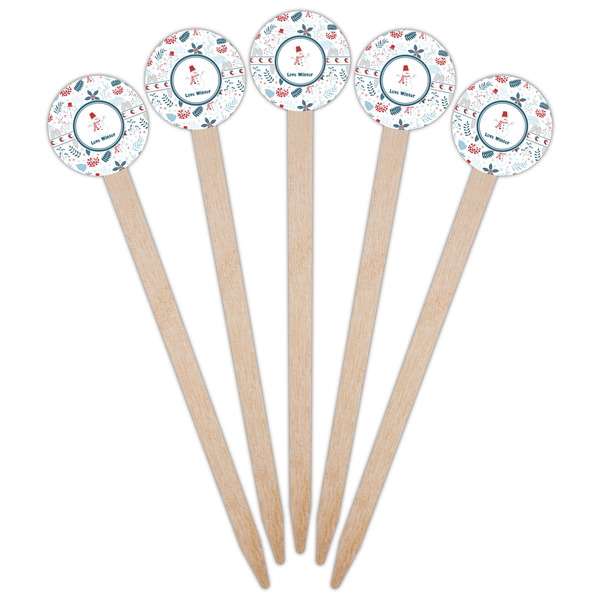 Winter Snowman Wooden 6" Food Pick - Round - Fan View