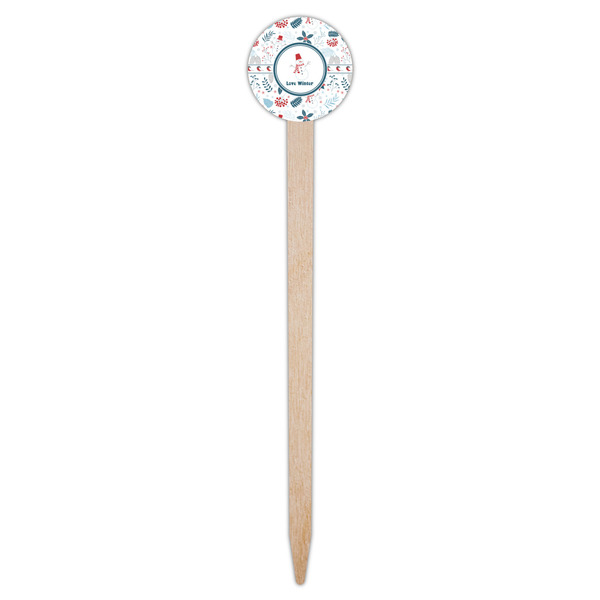 Winter Snowman Wooden 6" Food Pick - Round - Single Pick