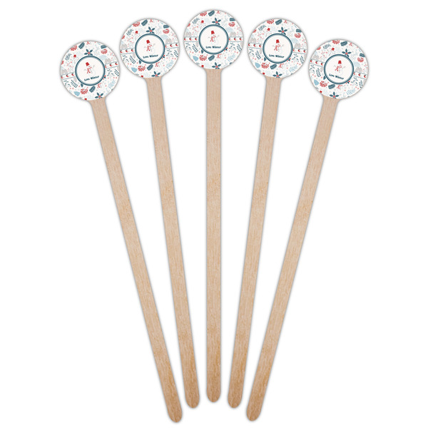 Winter Snowman Wooden 6" Stir Stick - Round - Fan View