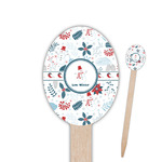 Winter Snowman Oval Wooden Food Picks