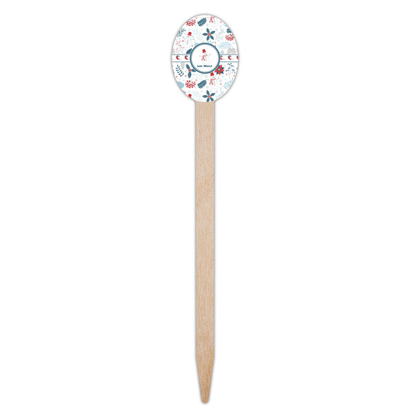 Winter Snowman Wooden Food Pick - Oval - Single Pick