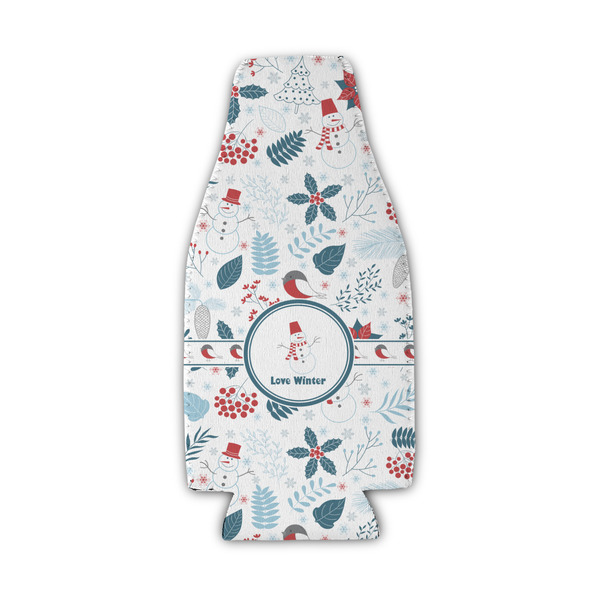 Winter Snowman Zipper Bottle Cooler - Set of 4 - FRONT