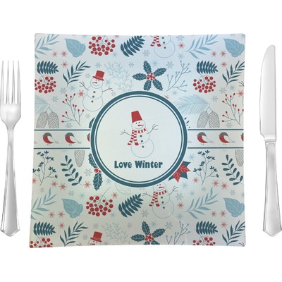 Winter 9.5" Glass Square Lunch / Dinner Plate- Single or Set of 4 (Personalized)