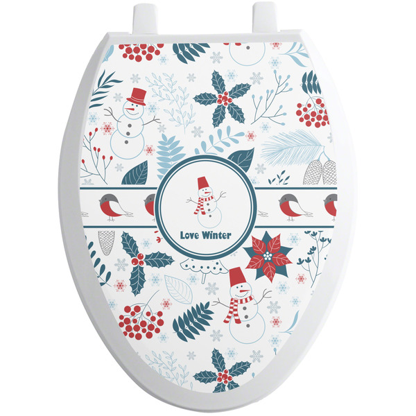 Custom Winter Toilet Seat Decal - Elongated (Personalized)