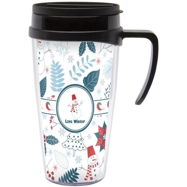 Custom Winter Acrylic Travel Mug with Handle (Personalized)